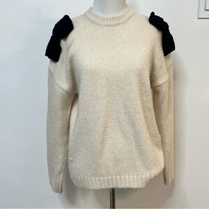 Zara Cream Sweater with Black Shoulder Details